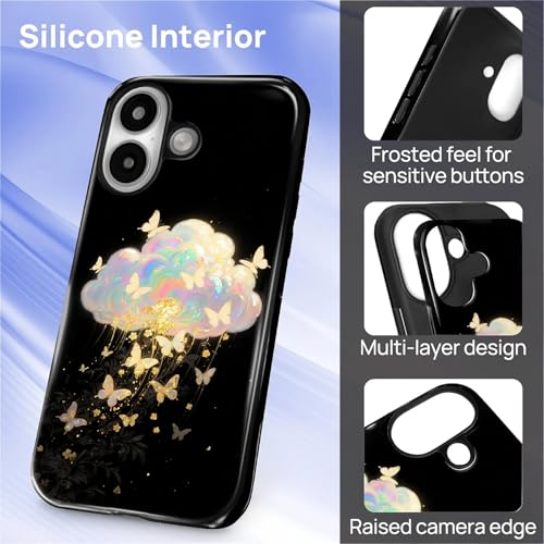 Case for iPhone 16 Plus, Shockproof Hybrid Protective Phone Case, Dual-Layer Drop Protection Anti-Scratch, Butterfly Cloud - color: Butterfly Cloud, size: iPhone 16 Plus