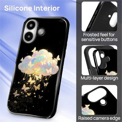 Case for iPhone 16 Plus, Shockproof Hybrid Protective Phone Case, Dual-Layer Drop Protection Anti-Scratch, Butterfly Cloud - color: Butterfly Cloud, size: iPhone 16 Plus