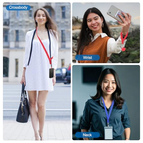 PATIKIL Smart Phone Lanyard with Wrist Strap and Patches for Most Smartphones ID Badges Keychain - color: Light Red