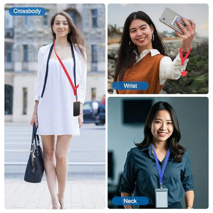 PATIKIL Smart Phone Lanyard with Wrist Strap and Patches for Most Smartphones ID Badges Keychain - color: Light Red