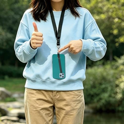 2-in-1 Bilymate Silicone Phone Tether Tabs & Holder Strap Anti-Lost Finger Grip Lanyard for Phones 2 Pack(Black+Blue)