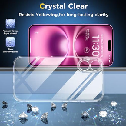 SPIDERCASE for iPhone 16 Case, [Military-Grade Drop Tested] Slim Case Clear - color: Clear, size: iPhone 16