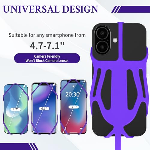 HOTEMIA Silicone Phone Lanyard Holder with Carabiner, Universal Phone Strap,Anti-Theft Phone Case with retractable tether - color: Purple