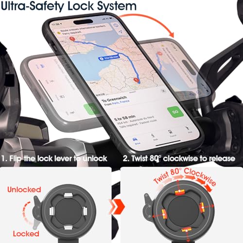 Bike Phone Mount, Handhlebar Holder for Motorcycle Scooter MTB Road E-Bike - style: Quad-Clip Handlebar Mount