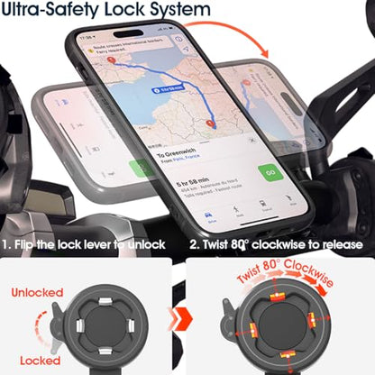 Bike Phone Mount, Handhlebar Holder for Motorcycle Scooter MTB Road E-Bike - style: Quad-Clip Handlebar Mount
