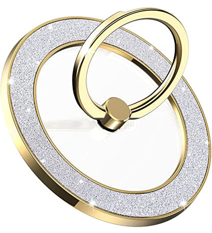 Pikabo Magnetic Phone Ring Holder for MagSafe, Glitter Phone Grip Stand - color: Glitter Gold