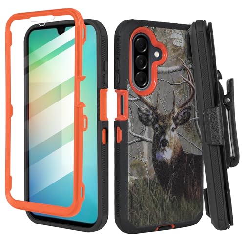 Compatible for Samsung Galaxy A26 5G, Built in Screen Protector, Belt Clip Holster Heavy Duty Defender Case Dustproof Shockproof Protection (Deer) - color: Deer