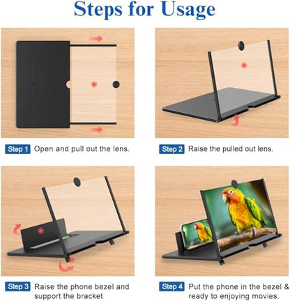 16 inch 3D HD Magnifying Screen Magnifier for Cell Phone - color: Black-16''