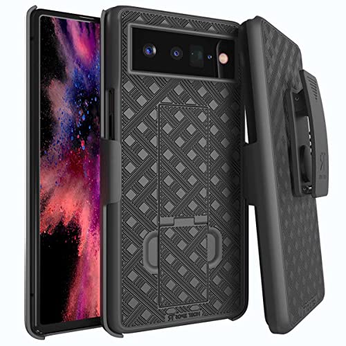Designed for Google Pixel 6 Pro Case with Belt Clip Holster | Rugged Holster & Protective Phone Case Combo with Anti-Slip Texture - Black - size: Pixel 6 Pro