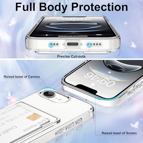 Gukalong Clear Wallet Case for iPhone 16e with Credit Card Holder | Hard PC Heavy Duty Shockproof Protection Anti-Scratch Phone Cover Card Slot Anti-Yellowing Case for Women Men - size: for iPhone 16e 2025
