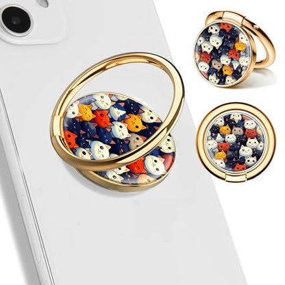 Cell Phone Ring Holder, Cute Phone Ring Grip Stand, 360°Rotation Funny Metal Kickstand Finger Grip Cute Funny Cats - color: Cute Funny Cats