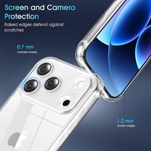Soft TPU Clear Case for iPhone 17 Pro Max 6.9 inch | Not-Yellowing，Military Drop Protection，Shockproof Transparent Silicone Case, Ultra Slim & Thin，Camera Protection,Clear - size: for iPhone 17 Pro Max