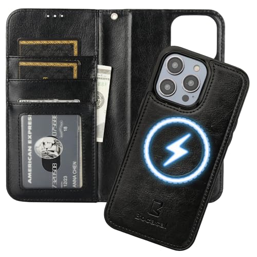 Bocasal for MagSafe Wallet Case Card Holder for iPhone 14 Pro Max Black - color: Black for MagSafe