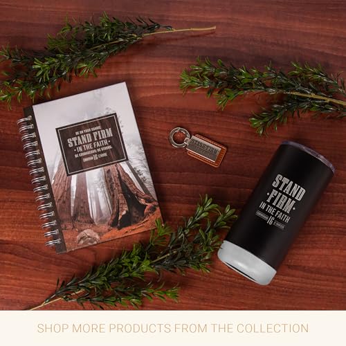 Christian Art Gifts Magnetic Phone Wallet, Stand Firm Bible Verse, Honey Brown Faux Leather, MagSafe Wallet Stand, Snap Closure, 3.9" x 2.5" - color: Brown Snap Closure/Stand Firm
