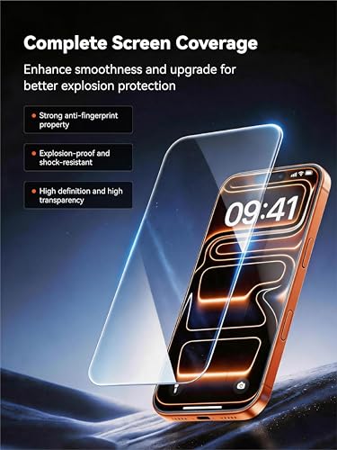 3 Pack Screen Protector with Phone Case for iPhone 17, 2 Pack Tempered Glass Camera Lens Protector, Easy Install Frame, 9H Hardness, Bubble Free, HD Clear, Full Coverage - size: iPhone 17