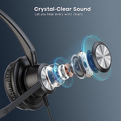 MKJ Cisco Phone Headset Corded RJ9 Telephone Headset Noise Canceling Mic