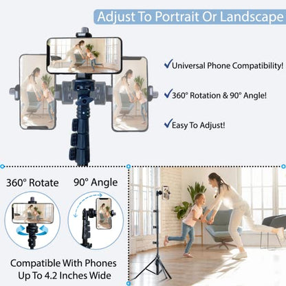 Fugetek 62" Professional Selfie Stick Tripod, 100% All Aluminum Stick & Legs, Lightweight, Detachable Bluetooth Remote, Portable All in One, Compatible with iPhone & Android, Non Skid Feet, Black - style: Tripod
