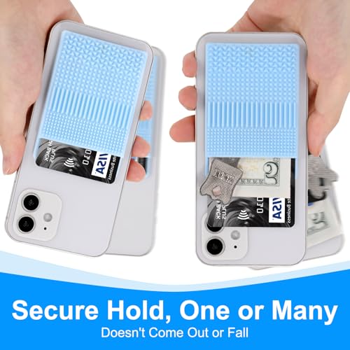 Textured Phone Wallet Stick On, 5 Pack Sensory Card Holder for Back of Phone Case, Stress Relief for Anxiety Autism ADHD, Silicone Adhesive Pocket for Cards Cash, Fidget Toys for Work, School, Travel