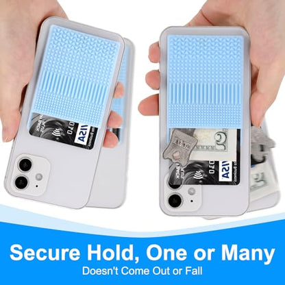 Textured Phone Wallet Stick On, 5 Pack Sensory Card Holder for Back of Phone Case, Stress Relief for Anxiety Autism ADHD, Silicone Adhesive Pocket for Cards Cash, Fidget Toys for Work, School, Travel