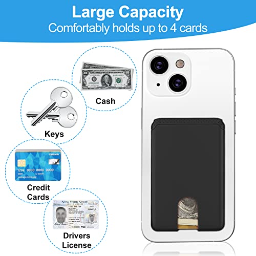 SHANSHUI Phone Card Holder, Silicone Ultra Slim Phone Wallet Stick on Credit Card Holder for CellPhone Compatible for iPhone, Android & Most Smartphones - Black - color: Black x 1 PCS