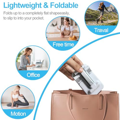 POQOD Foldable Cell Phone Stand for Desk, Fully Adjustable Phone Holder for Desk Compatible with iPhone 16 15 14 13 12 11, Nintendo Switch, All Phones, (White) - color: White Foldable