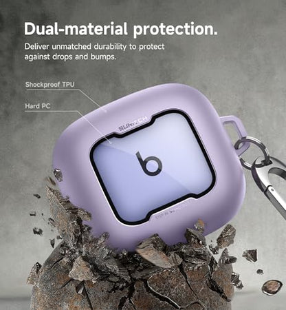 SURITCH for Beats Powerbeats Pro 2 Case Cover, Magnetic Locking Cases for Beats Powerbeats Pro 2 2025, Shockproof Bumper Protective Covers with Carabiner & Keyring & Cleaner Kit, Purple - color: Purple
