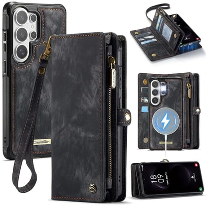 Compatible with Samsung Galaxy S26 Ultra Wallet Case with Magsafe with Zipper & Card Holder Strap Wristlet Detachable Magnetic Protective Back Case for Galaxy S26 Ultra 5G 6.9 Inch (Black) - color: (Detachable and Magsafe)-Black, size: S26 Ultra 6.9 Inch