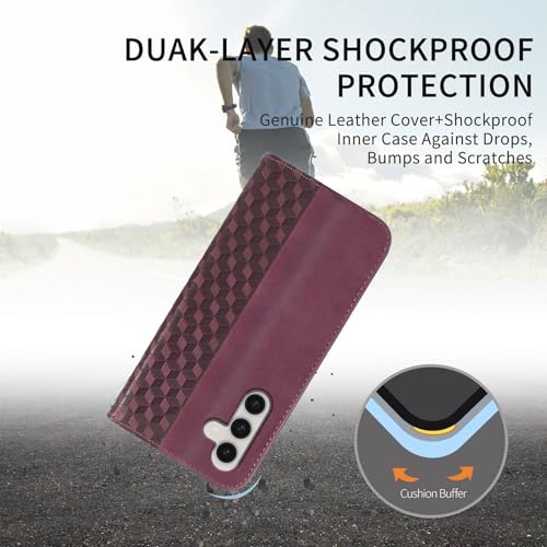Wallet Case for Samsung Galaxy A26/A16 5G 6.7 inch 2025/2024 - PU Leather Flip Cover with Card Holder Slots, Strong Magnetic Folio Phone Case, Wine Red - color: Wine Red, size: Samsung Galaxy A26/A16 6.7"