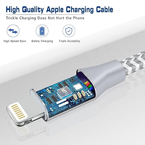[Apple MFi Certified] Short iPhone Charger 1ft 2Pack,USB A to Lightning - color: silver, size: 2Pack-1FT