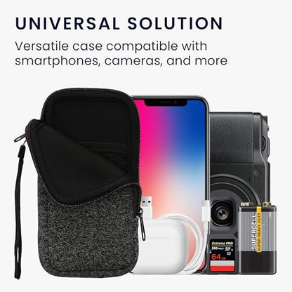 kwmobile Universal Phone Pouch Size XXL - 7" - Neoprene Smartphone Pouch with Zip - Water-Repellent Mobile Phone Case - Sleeve in Anthracite/White - color: anthracite / white, size: XXL - 7"