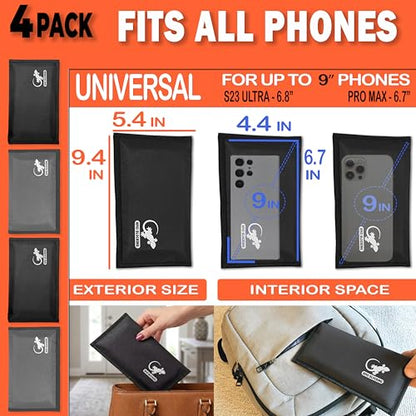 Faraday Bag Anti-Tracking GPS RFID Car Key Signal Blocker Wallet Shielding Pouch Protective Case for Cell Phone Car Key FOB, Data Privacy, Electronic Device Security (4 PACK - BLACK AND GRAY) - color: 4 PACK - BLACK AND GRAY
