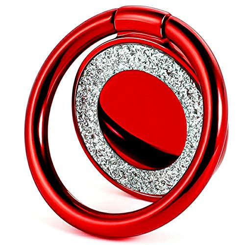 Cell Phone Ring Holder Finger Kickstand Turns 360° Degrees & 180° Degrees Adjustable to Fit Your Needs Helps Stabilize Phone for Selfies iPhone Stand Phone Grip Circle Bling 52014 (Red) - color: Red