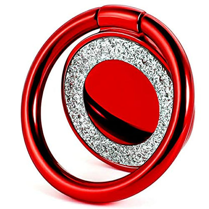 Cell Phone Ring Holder Finger Kickstand Turns 360° Degrees & 180° Degrees Adjustable to Fit Your Needs Helps Stabilize Phone for Selfies iPhone Stand Phone Grip Circle Bling 52014 (Red) - color: Red