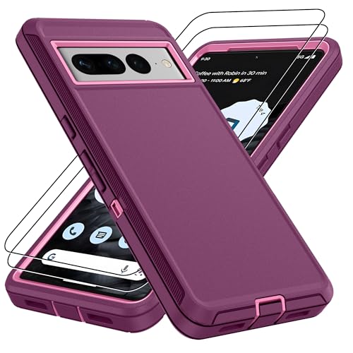 Pilaru for Google Pixel 7 Pro Case, Pixel 7 Pro Case with 2Pcs HD Screen Protector, Military Grade 3 in 1 Shockproof/Dustproof/Drop Proof Military Grade Protective Case for Pixel 7 Pro-Purple - color: Purple, size: Google Pixel 7 Pro