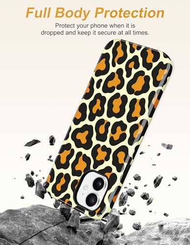 Jusy Magnetic Cheetah Phone Case for iPhone 16 Pro Max,Yellow Leopard | Compatible with MagSafe,Cute Aesthetic Tortoise Shell Design,TPU and PC Protective Shockproof Cover - color: Yellow Leopard