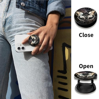 2 Pack Cell Phone Grip with Expanding Kickstand, Gray Butterfly - color: Gray Butterfly