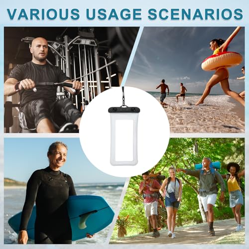 PATIKIL 3Pcs Waterproof Phone Pouch Floating No Sink Universal Cellphone Dry Bag Waterproof Phone Case for Kayaking Beach Swimming Hiking, White - color: White