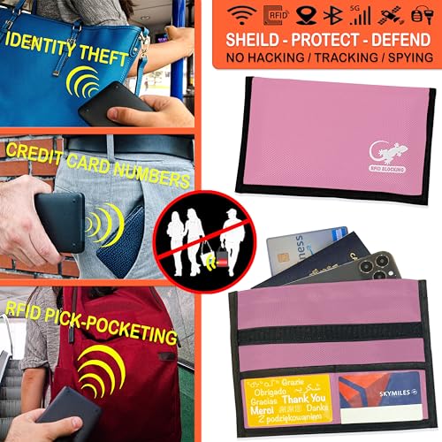 Gecko Travel Tech Faraday Bag Anti-Tracking GPS RFID Car Key Signal Blocker Wallet Shielding Pouch Protective Case for Cell Phone Car Key FOB, Data Privacy, Electronic Device Security (LIGHT PINK) - color: LIGHT PINK