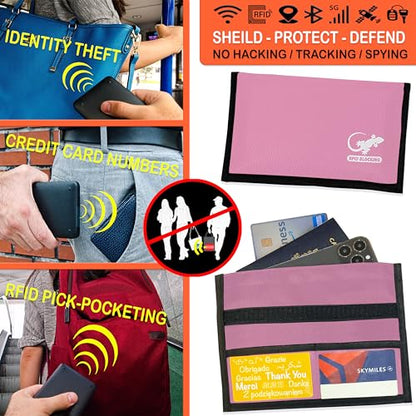 Gecko Travel Tech Faraday Bag Anti-Tracking GPS RFID Car Key Signal Blocker Wallet Shielding Pouch Protective Case for Cell Phone Car Key FOB, Data Privacy, Electronic Device Security (LIGHT PINK) - color: LIGHT PINK