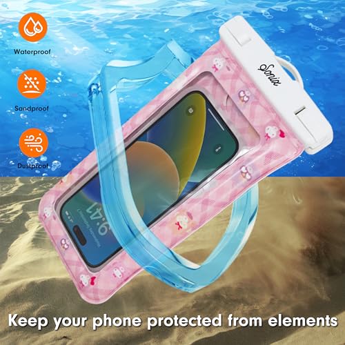 Sonix x Sanrio Waterproof Phone Pouch - Floating Phone Case Dry Bag w/Crossbody Lanyard - Beach Cruise Travel Essentials - Compatible w/All Devices, Touchscreen Friendly | Hello Kitty Latte Bears - color: Hello Kitty and Friends Latte Bears