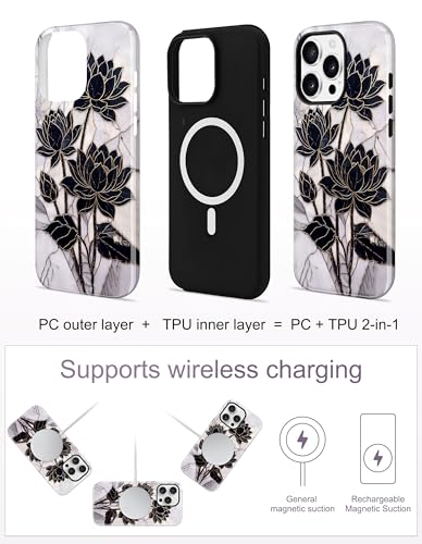 Jusy Magnetic Stained Glass Floral Case for iPhone 16e/17e, Black Lotus | Compatible with MagSafe, Cute Aesthetic Flower Design, TPU and PC Protective Phone Cover - color: Black Lotus