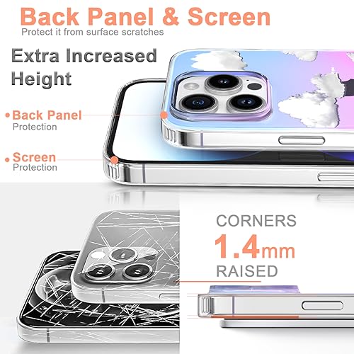 I-MGAE-IN-AR Phone Hard Case 6.7 inch Compatible with iPhone 15 Pro Max Case 2023 Release Slim Cystal Clear Holographic White Cloud Women Girls, Hard PC Shockproof Protective Design - color: Iridescent cloud, size: iPhone 15 Pro Max