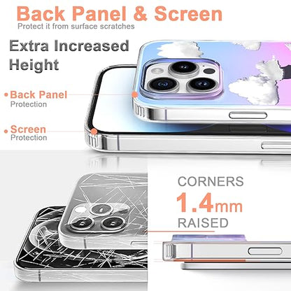 I-MGAE-IN-AR Phone Hard Case 6.7 inch Compatible with iPhone 15 Pro Max Case 2023 Release Slim Cystal Clear Holographic White Cloud Women Girls, Hard PC Shockproof Protective Design - color: Iridescent cloud, size: iPhone 15 Pro Max