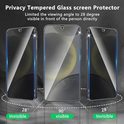 CJY For Samsung Galaxy S25 Anti Spy Privacy Screen Protector, 2+2 Pack Tempered Glass with Camera Lens Protector, 9H Hardness, Fingerprint ID Compatible, Case Friendly HD Privacy Glass - color: Samsung Galaxy S25 Privacy