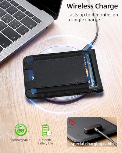 for Magsafe Wallet Works with Apple Find My, Leather Magnetic Phone Wallet - color: Classic Black
