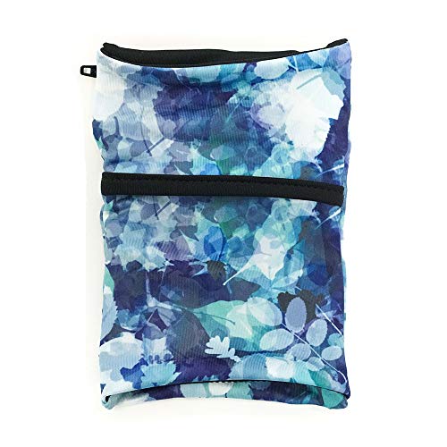 Sprigs Wrist Wallet Running Wristband Pocket for Keys Cards Cash ID Phone - color: Blue Floral