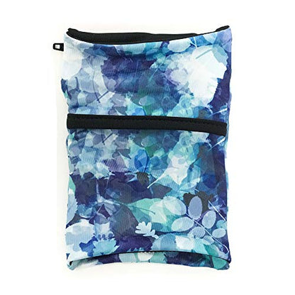 Sprigs Wrist Wallet Running Wristband Pocket for Keys Cards Cash ID Phone - color: Blue Floral