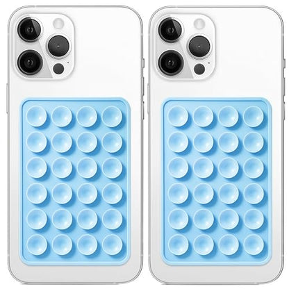 Anteel 2 Pack Silicone Suction Phone Case Mount, Non Slip Sticky Grip for Cellphone, Silicon Adhesive Suction Cup Mount, Strong Grip Holder for Selfies and Videos (Baby Blue) - color: Baby Blue