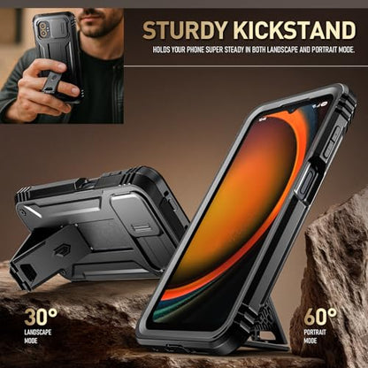 Poetic Revolution Case Compatible with Galaxy XCover7 Pro 5G, [Slide Camera Cover], [20FT Mil-Grade Drop Tested], Full-Body Military Grade Rugged Dual-Layer Shockproof Cover with Kickstand, Black - size: Galaxy XCover7 Pro