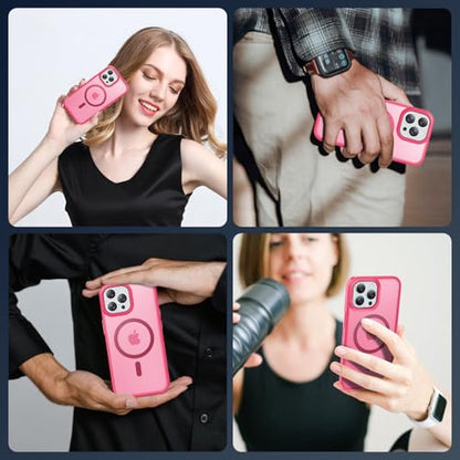 for iPhone 14 Pro Max Case, Compatible with Magsafe, Anti-Yellowing, Military-Grade Protection, Shockproof Slim Magnetic Phone Case Cover, Hot Pink - color: Hot Pink, size: iPhone 14 Pro Max